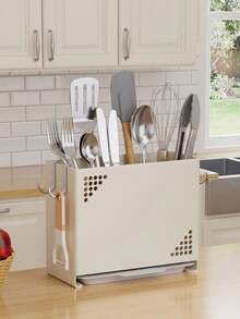Wall-Mounted Kitchen Utensil Storage Rack (No Drilling Required), Detachable Draining Chopstick Holder, Hanging Kitchen Utensil Storage Basket, Multi-Functional Wall-Mounted Spoon And Fork Storage Rack, Kitchen Tool Draining Basket - Multicolor - View 5