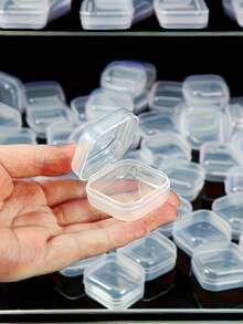 Multi PCS Clear Diamond-Shaped Small Box, Transparent Storage Container For Earrings Earplugs Fish Hooks Pills, Mini Square Case, Travel Organizer For Tiny Items, Multi-Purpose Empty Holder - Storage Box - View 4