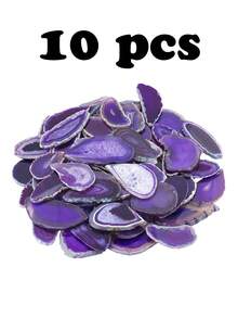 1/5/10 Pcs Irregular Agate Slices Natural Stone Slabs Rough Edge Healing Crystal Slice For DIY Pendant, Cup Coaster Home Decor Reiki Meditation Crafts - Purple - View 7