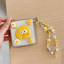 غطاء هاتف كرتوني لطيف بتصميم بيضة مقلية وجبن ثلاثي الأبعاد لهواتف Galaxy Z Flip3/Flip4/Flip5/Flip6/8 بشاشة قابلة للطي، تغطية كاملة وحماية ضد السقوط - أصفر - مشاهدة 8