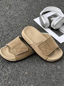 HAHABOBO Sandal Anak Baru dengan Perekat Velcro yang Dapat Diatur, Sandal Terbuka Berbahan Quilted, Sepatu Dalam Ruangan Musim Panas Ringan (Warna Acak) - Krem - View 2
