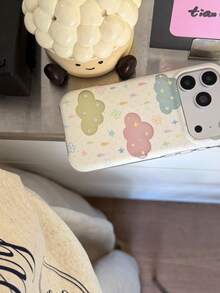 Casing Ponsel Latar Belakang Putih dengan Motif Awan dan Tetesan Hujan Berwarna-warni, Kompatibel dengan Apple 17 Pro Max, 16 Pro, 15, 14, 13, Gaya Segar, Pelindung Anti-Jatuh Lembut Premium untuk Wanita dengan Perlindungan Penuh - Putih - View 5