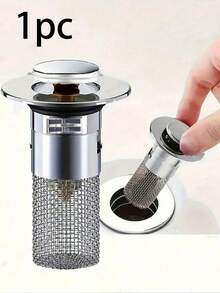 1/2/3 Packs Stainless Steel Pop-Up Sink Drain Stopper With Removable Filter Basket, Fits Bathtub/Shower Drain Cover, Collects Hair, Easy Snap-In Replacement Plug To Clear Clogs (No Chemicals/Easy To Clean) Prevents Clogs And Jewelry Loss - Multicolor - View 12