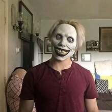 Smiling Mask Halloween Horror Prop COS Mask White-Eyed Demon Mask Festival Costume - Multicolor - View 4