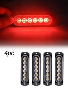 XF.Meraki 2件/4件 6 LED琥珀色閃光燈，卡車緊急閃光燈組，12V-24V警告危險閃爍車燈，LED燈，汽車配件，摩托車配件 - 6LED - 查看 12