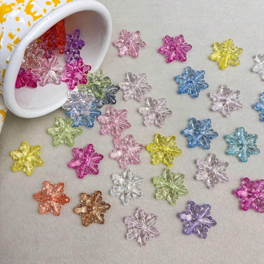 Ice Transparent Colored Straight Hole Snowflakes DIY Handmade Winter Christmas Decorations DIY Hanging Accessories Materials