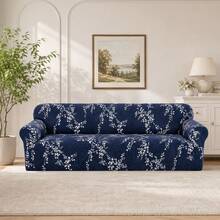 Printed Milk Silk Sofa Cover, Anti-Cat Scratch Anti-Dust, Thickened Elastic Universal Sofa Protector, Washable Living Room Home Decor - Royal Blue - View 9