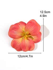 2件組夏威夷波希米亞風橘紅色鬱金香花朵髮夾 鴨嘴側瀏海夾 柔亮沙灘風 高質感派對營火髮飾 - 彩色 - 查看 3