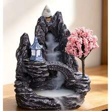 1pc Garden Pond Acrylic Flat Landscape Backflow Incense Burner Waterfall Incense Burner | Suitable For Air Purification Acrylic Craft Home Decor | Handheld Incense Burner, Kitchen, Dining Table Incense Burner, Meditation, Yoga, Sleep - 1PC - View 4