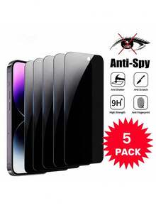 BOLLYMORE 5片裝隱私螢幕保護貼，相容 iPhone 6/7/8/11/12/13/14/15/16/Pro Max、XS、XR、XS Max，亮面強化玻璃，防刮防碎，強化螢幕保護 - 5PCS Tempered Glass - 查看 37