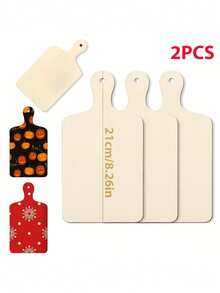 8pcs/4pcs/2pcs (21x11.8cm/8.26x4.64in) Wooden Mini Rectangular Paddle-Shaped Tray Boards With Hollow Design, 2mm/0.08in Thick, Suitable For DIY Thanksgiving, Christmas Home Decor - A - View 8