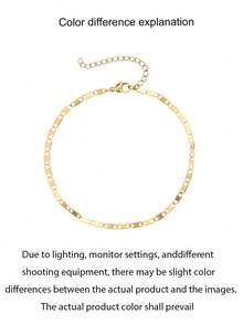 1pc Slim Simple Anklet,Single Shiny Flat‑Link Chain Design,Sparkle Metal Flat Chain,Minimalist Jewelry Women Daily Gathering Holiday Gift‑Giving - Anklets - View 4