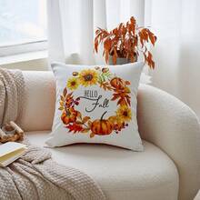 1件感恩節花環南瓜刺繡枕套,Hello Fall 感恩節枕套,適合室內裝飾,感恩節裝飾,四季通用枕套,不含枕芯 - 彩色 - 查看 9