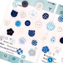 10/20/30/35/40/45/50/55/60/70Pcs Blue Button Assortment, Creative DIY Decorative Accessories, Flower, Star, Moon Shapes, Resin Material, Delicate And Easy To Use, Suitable For Clothing Modification, Greeting Card Decoration, Jewelry Making And More - Multiple Styles - View 5