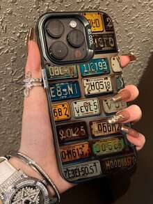 1 Buah Casing Ponsel Vintage Retro Amerika dengan Desain Plat Nomor Ganda, Kompatibel dengan Apple 11/12/13/14/15/16/17PROMAX - MultiWarna - View 1
