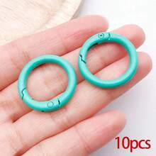 10/30/50pcs Metal Spring O-Ring Round Carabiner Key Ring Candy Color Quick Release Clip DIY Accessories For Keychain, Bag, Handbag - Multicolor - View 24
