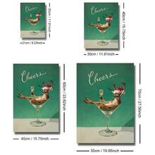 1pc Framed/Unframed Vintage Reindeer Champagne Christmas Funny Canvas Poster Whimsical Xmas Festival Bar Cart Wall Art Print Minimalist Kitchen Cottagecore Decor Rustic Scroll Painting For Dining Room,Living Room,Bedroom,Modern Home Decoration - A - View 10