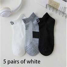 1/5/6/9/10 Pairs Unisex Embroidered Short Socks, Spring/Summer Thin Breathable Seamless Mesh Socks - Multicolor - View 7