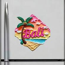 Bali Island Contour Frame Pink Sands Emerald Waves And Palm Whispers Magnet Where The Tropics Wrap You In A Gentle Embrace Keepsake For All Metal Surfaces Throughout The Home - A - View 2
