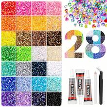 18,000-45,000pcs 3mm Multicolor Resin Flat Back Rhinestones, Shiny Decorative Stones, Includes Tweezers And Glue, DIY Craft Materials, Suitable For Clothing Sewing, Face And Body Rhinestone Application, Jewelry Making, Holiday And Daily Party Decoration - Multicolor - View 19