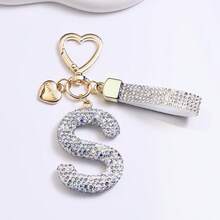 1PC Fashion Sparkling Rhinestone Alphabet Keychain Cute Letter Charm Key Ring Exquisite Backpack Decoration Accessories Gifts - Multicolor - View 23
