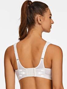 MELENECA Women's High Impact Support Wirefree Bounce Control Plus Size Workout Sports Bra - White - View 3