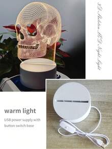 3D骷髏LED幻象小夜燈 USB供電 桌面裝飾燈 創意酷炫禮物 適用臥室、書房與遊戲派對 - 亞克力 - 查看 10