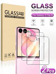 2pcs Tempered Glass Screen Protector For Samsung Galaxy Z Flip 8/Galaxy Z Flip 7/6/5, Ultra Durable, Anti-Scratch, Bubble-Free, Compatible With Phone Cases - Clear - View 7