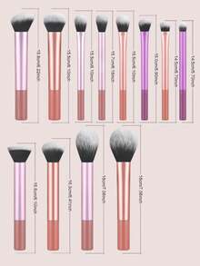 12pcs Multi-Function Super Soft Makeup Brush Set, Fine Makeup Brushes, Angled And Water Drop Makeup Sponges, Round/Water Drop Makeup Powder Puffs, Quick Application Beauty Tools - Multicolor - View 3