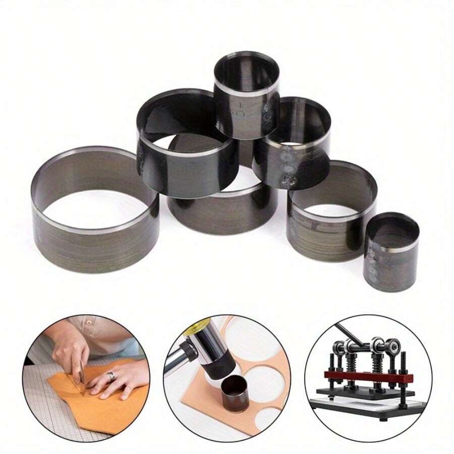 7Pcs Sharp Leather Cutting Die Leather Circle Stencil Cutter Mold Round Hollow Hole Punch Set Paper Leather Craft Tools - 7Pcs Circular Cutter - View 1
