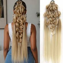 1pc/2PCS Rainbow Deep Wave Ponytail Scrunchie Synthetic Colored Curly Fake Hair Braid Extensions For Festival Party Women Hairstyle - Multicolor - View 11