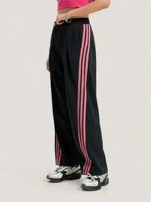 Adidas Celana Pisang Seri Dansa Tiga Garis, Celana Rajut Wanita Model Twist - Hitam/Merah Muda - View 1