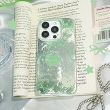 غطاء هاتف أخضر تفاحي بنمط جليدي لطيف IMD تصميم كوري فاخر متوافق مع 17 Pro Max و Apple 15 و 16 Pro Max و 14 تغطية كاملة مقاوم للسقوط - متعدد الألوان - مشاهدة 4