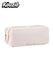 Roll-Up Pencil Bags - Beige - Double Handle - View 2