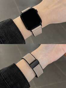 1件中性真皮與矽膠磁吸式錶帶，適用於 42mm、38mm、40mm、41mm、44mm、45mm、46mm、49mm，時尚智慧手錶替換錶帶，適合 Series Ultra2/1、SE2、SE 11、10、9、8、7、6、5、4、3、2、1，學生返校禮物 - 杏色 - 查看 7