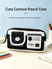 1pc Dopamine Color Magic Cat Pencil Case, High Aesthetic, Large Capacity, Student-Specific Multi-Functional Stationery Storage Bag, Back To School - Multicolor - View 17