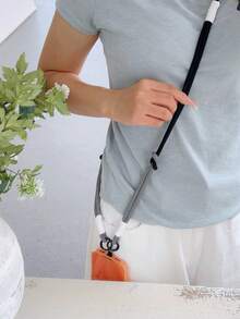 Dopamine Patchwork Checkered Fabric Phone Lanyard 2-In-1 Detachable Short Strap Wide Strap Crossbody Bag Wrist Strap - Black and White - View 5