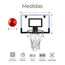 Raganet, Tablero De Basketball 25cm de Diámetro, con Contador Electrónico De Puntaje, Canasta de Basquet, Aro de Baloncesto Profesional para Niños y Adultos, Incluye Mini Balon - Multicolor - Ver 3