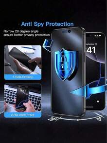 4pcs Matte Privacy Anti-Peep Screen Protector, Soft Material, Full Coverage, Anti-Glare, Ceramic Film, Anti-Fingerprint, Compatible With Phone Case, Suitable For 17 Pro Max 6.9 Inch, 18Promax/18Pro/17 Pro Max/17 Air/16 Pro Max/16 Pro/16 Plus/16/15 Pro Max/14 Pro Max/13 Mini/12/11/XS Max/XR/8 Plus/7 Plus, Essential - Black - View 3