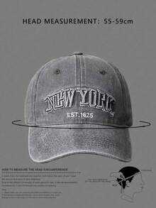 1件刺繡NEW YORK棒球帽，可調節防曬休閒帽，適合男孩女孩，春秋旅行、海灘度假遮陽帽 - 灰色 - 查看 4