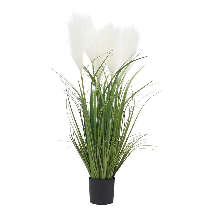 YUNRUX Artificial Plants, Decorative Potted Grass, Tall Artificial Grass With Reed Flowers - Green - View 1