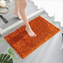 Chenille Badematte Orange Rot 50 x 80 cm, waschbare saugfähige schnelltrocknende Badematte für Boho- & Mid-Century-Stil Badezimmer - Gebrannte Orange - Übersicht 1