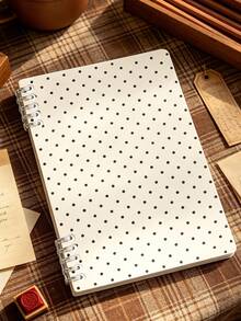 Campus Style Minimalist Polka Dot Notebook, Fresh Black And White Polka Dot Cover Student Writing Office Record Diary - Pink Brown Polka Dot Notebook, Ideal Choice For Back To School Supplies, Learning Supplies - Perfect Gift For Students - Exquisite Storage And Planner Notebook, Decorated With Polka Dot Theme - Very Suitable For Daily Use And Organization. - Multicolor - View 4