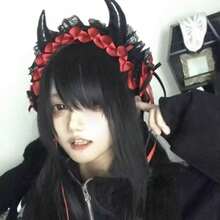 1pc Dark Style Demon Horn Lace Headband With Ruched Trim And Flowing Satin Ribbon, Exquisite Design With Strong Atmosphere, Suitable For Lolita Outfit, Halloween Costume, Cosplay Photography, Creating Unique Niche Style - Multicolor - View 1