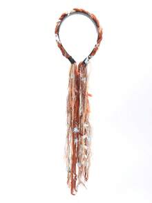 Plush Marrone Color Long Tassel Ribbon Braided Headband, Bohemian Style Hair Accessory Wig - Color - View 12