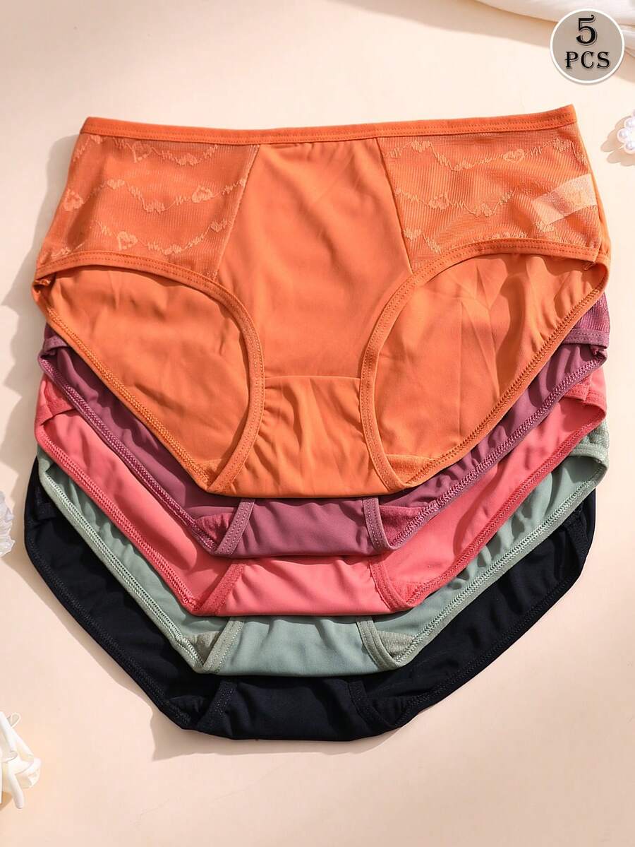 5pcs/Pack Sexy Lace Patchwork Women's Triangle Panties, Low Waist ...