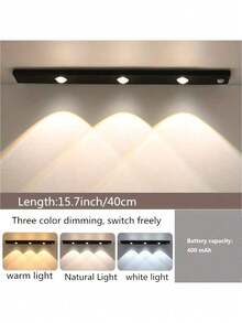 Modern LED Motion Sensor Strip Light, Wireless Rechargeable Magnetic Light Bar For Shoe Cabinets, Display Cases, Wardrobes, Smart Cabinets - Hill Effect, No Wiring Required, Easy Installation, USB-Powered, Plastic Material, Moire Pattern - Cat's Eye Sensor Light - View 19