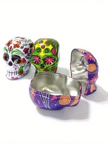 1 Buah Toples Penyimpanan Bentuk Tengkorak Halloween – Kotak Penyimpanan Besi Matte untuk Menyimpan Permen, Perlengkapan Pembuatan Perhiasan dan Pengemasan, Manik-manik dan Pembuatan Perhiasan, Cocok untuk Dekorasi Pesta dan Liburan, Kotak Kemasan Hadiah, Gaya Bervariasi Secara Acak - MultiWarna - View 5