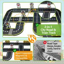 28/54件磁力積木玩具 磁力片道路軌道附小車 STEM 教育創意建築玩具 適合 3-12 歲兒童 隨機顏色 男孩女孩生日禮物 萬聖節禮物 聖誕生日禮物 - 彩色 - 查看 5