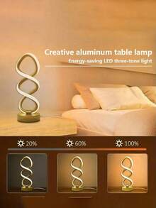 1pc Double Helix 3-Color Dimmable Creative Decorative Table Lamp, USB Powered Warm Romantic LED Atmosphere Light, Bedroom Bedside Premium Night Light - Multicolor - View 6